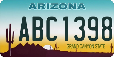 AZ license plate ABC1398