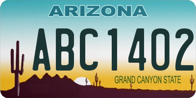 AZ license plate ABC1402