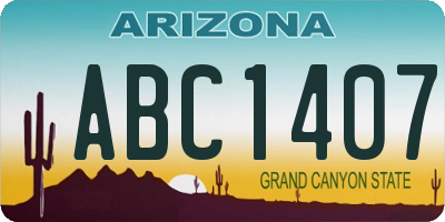 AZ license plate ABC1407