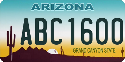 AZ license plate ABC1600