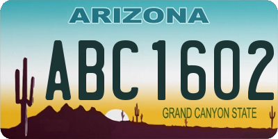 AZ license plate ABC1602