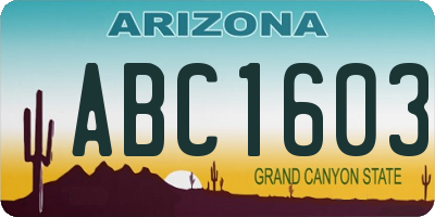AZ license plate ABC1603