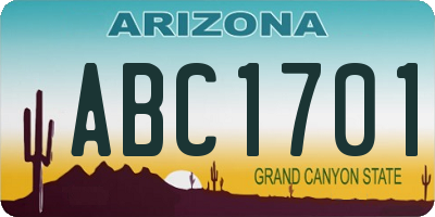 AZ license plate ABC1701
