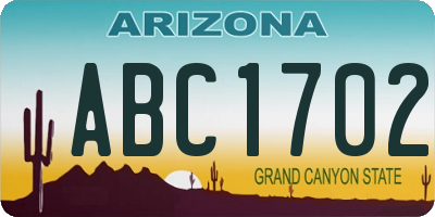 AZ license plate ABC1702