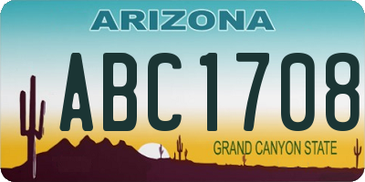 AZ license plate ABC1708