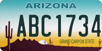 AZ license plate ABC1734