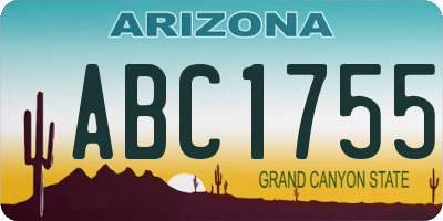 AZ license plate ABC1755