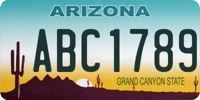 AZ license plate ABC1789