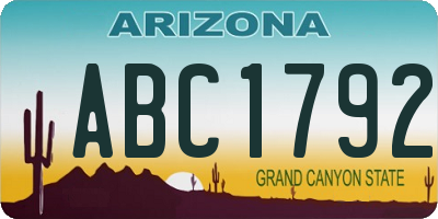 AZ license plate ABC1792