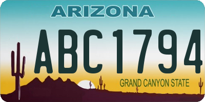 AZ license plate ABC1794