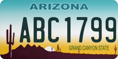 AZ license plate ABC1799