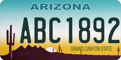 AZ license plate ABC1892