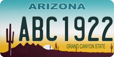AZ license plate ABC1922