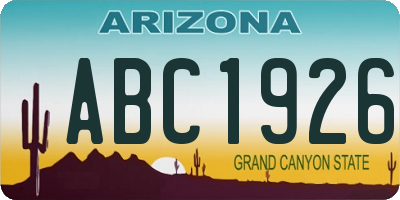 AZ license plate ABC1926