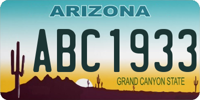 AZ license plate ABC1933
