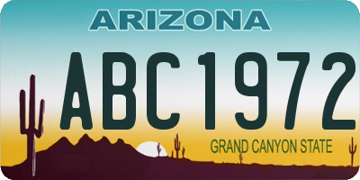 AZ license plate ABC1972