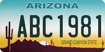 AZ license plate ABC1981