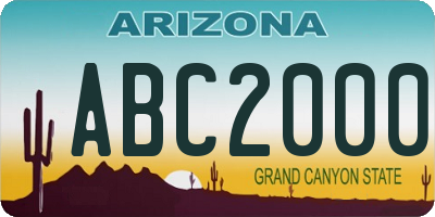 AZ license plate ABC2000