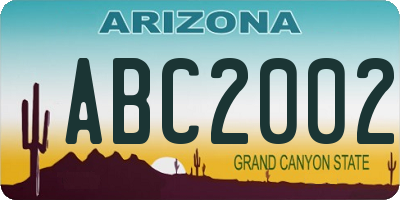AZ license plate ABC2002