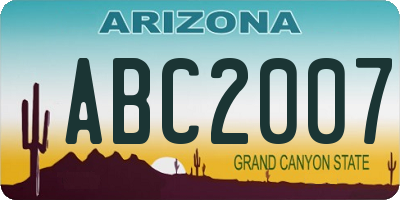 AZ license plate ABC2007
