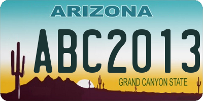 AZ license plate ABC2013