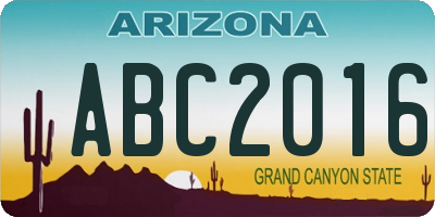 AZ license plate ABC2016