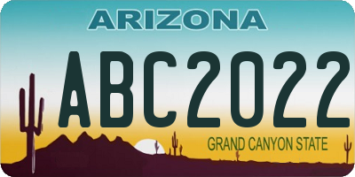 AZ license plate ABC2022