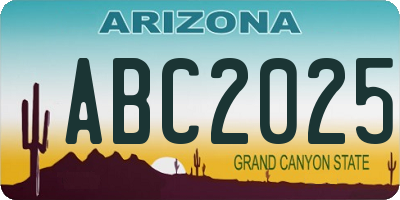 AZ license plate ABC2025