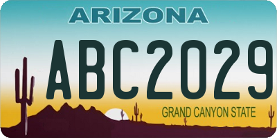 AZ license plate ABC2029