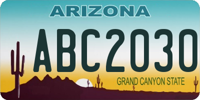 AZ license plate ABC2030
