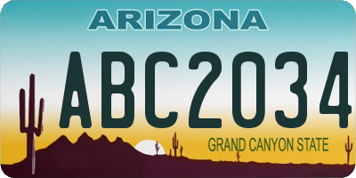 AZ license plate ABC2034