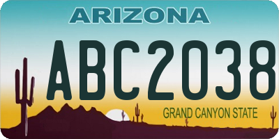 AZ license plate ABC2038
