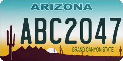 AZ license plate ABC2047
