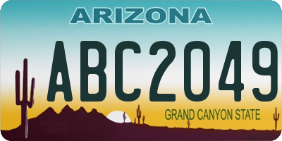AZ license plate ABC2049