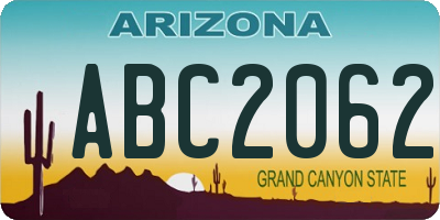 AZ license plate ABC2062