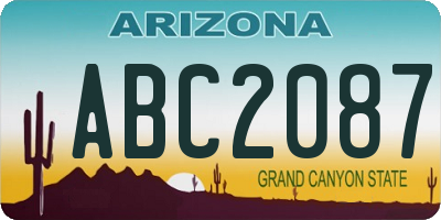 AZ license plate ABC2087
