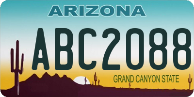 AZ license plate ABC2088