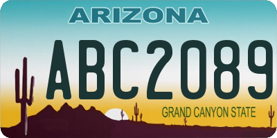 AZ license plate ABC2089