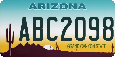 AZ license plate ABC2098