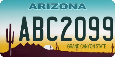 AZ license plate ABC2099