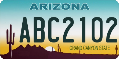 AZ license plate ABC2102