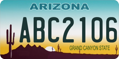 AZ license plate ABC2106
