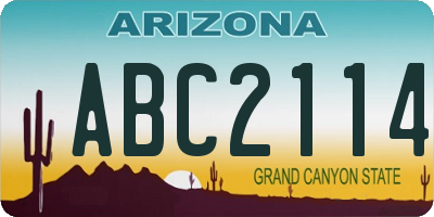 AZ license plate ABC2114