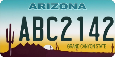 AZ license plate ABC2142