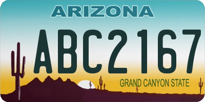 AZ license plate ABC2167