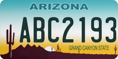AZ license plate ABC2193