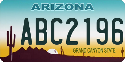 AZ license plate ABC2196