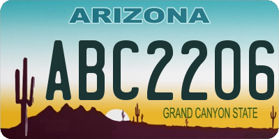 AZ license plate ABC2206