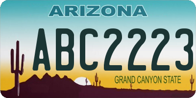 AZ license plate ABC2223
