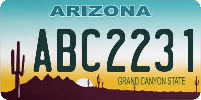 AZ license plate ABC2231